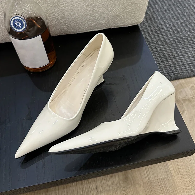 Patent Leather Pump - Aneikeh Design Wedges High Heels Women