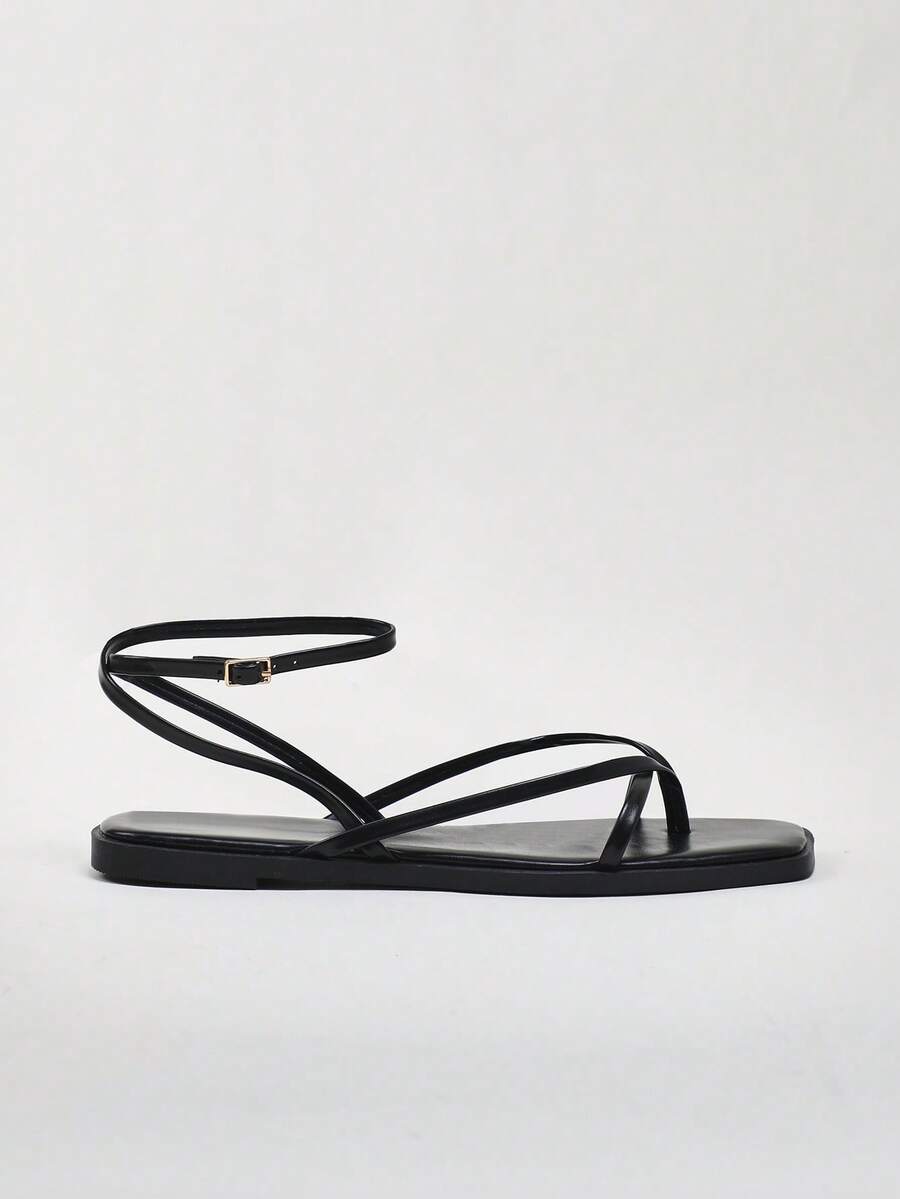 Women'S Shoes Vegan - Vegan Leather Ankle Strap Thong Sandals