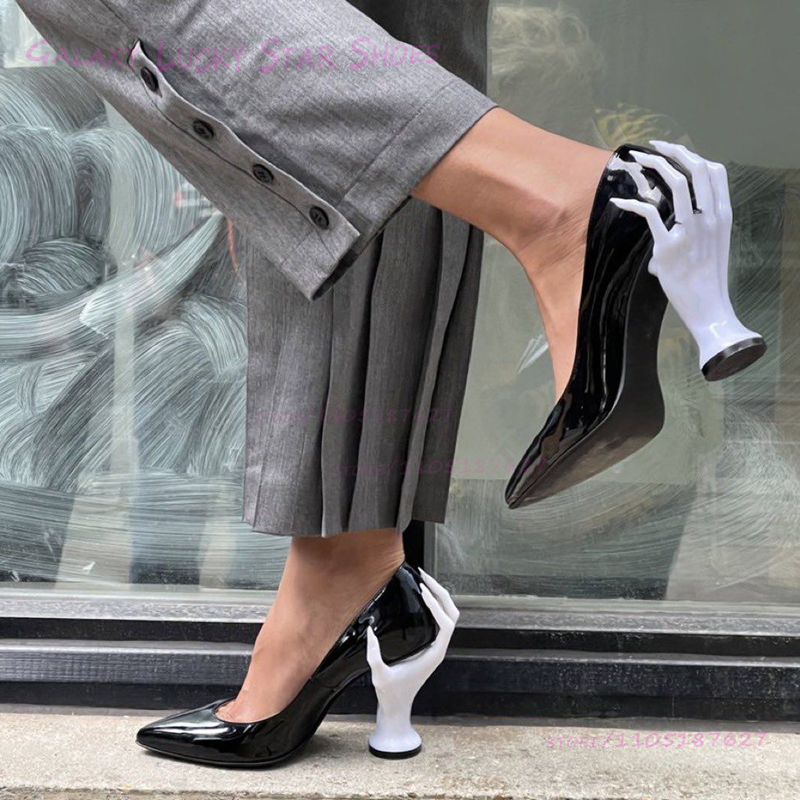 Pink Hand Shaped Strange Heel  – Patent Leather Pump Bewertung und Preis