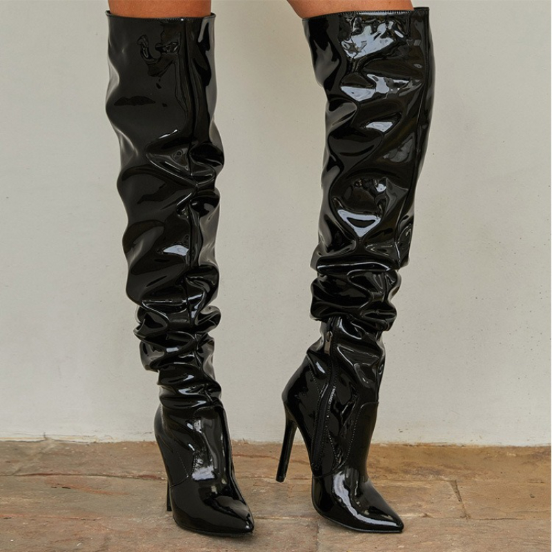 Women's Boots Over The Knee Sh – Patent Leather Pump Bewertung und Preis