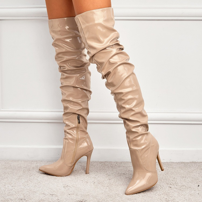 Women's Boots Over The Knee Sh – Patent Leather Pump Bewertung und Preis