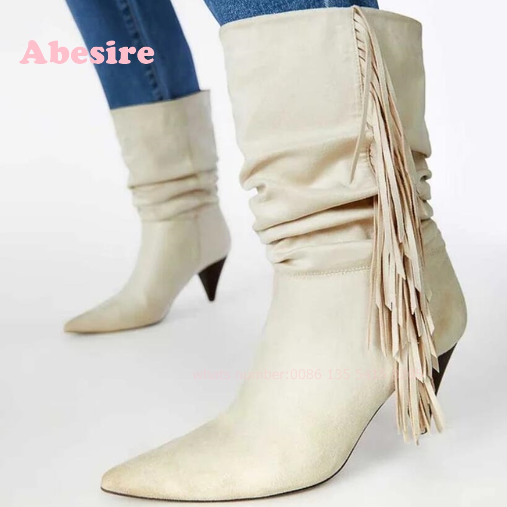 White Cone Heel Fringe Shoes V – Women'S Shoes Vegan Bewertung und Preis